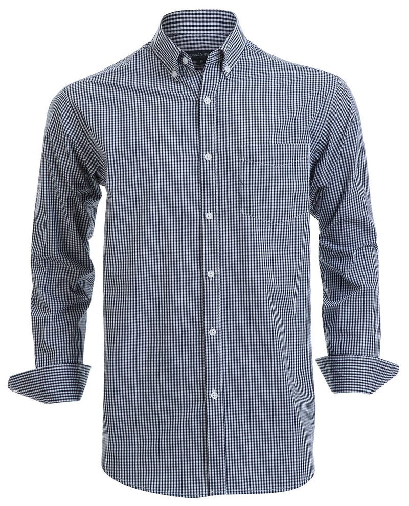 Double Pump Mens Button Down Shirts Cotton Long Sleeve Shirts Regular Fit(SL17B,L) - Image 1
